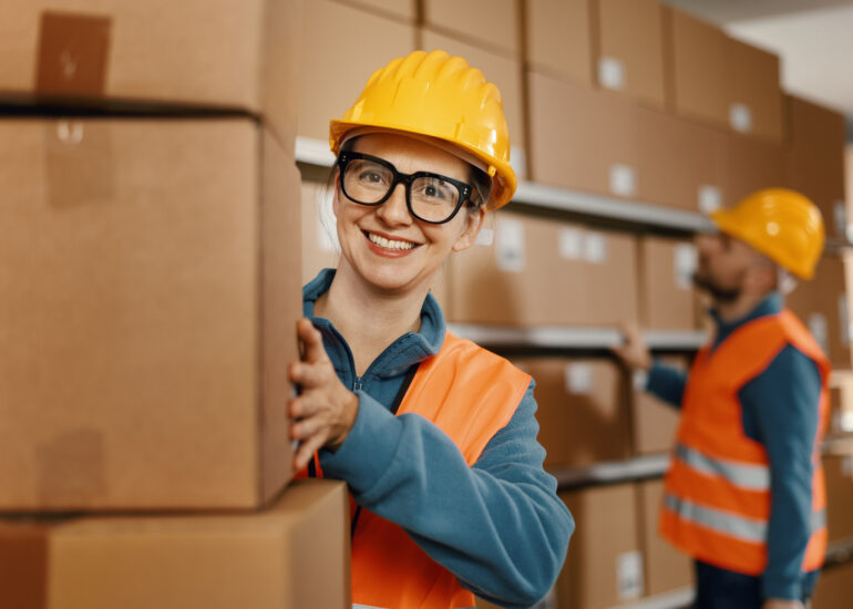 Production employee in logistics